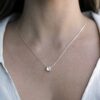 14K Gold Plated Swarovski Crystal Solitaire 1.5 Carat (7.3mm) CZ Dainty Choker Necklace | White Gold Necklaces for Ladies.