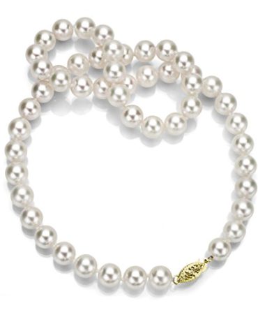 14k Yellow Gold Hand-picked White Akoya Pearl Necklace