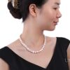 JYX 9x10.5mm Oval Natural White/Pink Freshwater Cultured Pearl Necklace