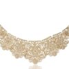 Alilang Golden Tone Matte Filigree Floral Cut Collar Necklace