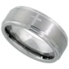 Elegant 8mm Tungsten Cross Wedding Band Ring - Size 14 ⛪