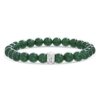 Steve Madden Oxidized Stainless Steel Green Stretch Bracelet