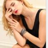 AZORA Womens Leather Wrap Bracelet Handmade