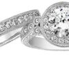 Size 7 Platinum Silver Antique Rings set Swarovski