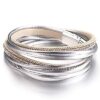 Leather Wrap Bracelet Leopard Multi-Layer Magnetic Buckle Cuff