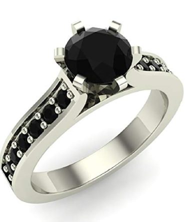 Black Diamond engagement rings 3/4 carat tw 14K White gold