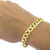 Nuragold 10k Yellow Gold 11mm Cuban Curb Link Chain Bracelet