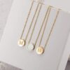 Opal Necklace Gold Plated Round Disc Pendant Enhancers