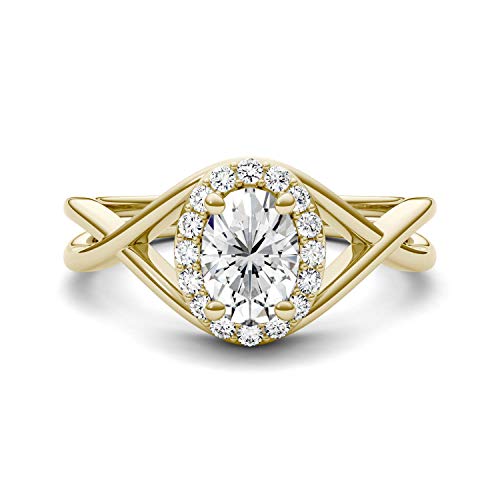 Oval Statement Ring 14K Yellow Gold Moissanite