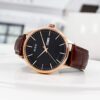 BUREI Mens Wrist Watch Classic Black Day Date Analog Quartz Dial