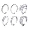 Longita Silver Toe Rings for Women: Stainless Steel, Easy Open Band, Flower Diamond, Hypoallergenic Foot Jewelry.