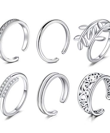 Longita Silver Toe Rings for Women: Stainless Steel, Easy Open Band, Flower Diamond, Hypoallergenic Foot Jewelry.