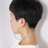 80mm Rhinestone Plated Silver Hoop Earrings