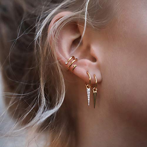 Sloong 6pcs Sparkling Ear Cuff Gold Dainty Helix Earrings