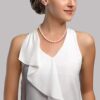 THE PEARL SOURCE 14K Gold AAA Quality Round Pearl Necklace