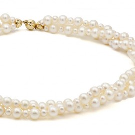 14k Yellow Gold 4-4.5mm and 7-7.5mm White Cultured Pearl