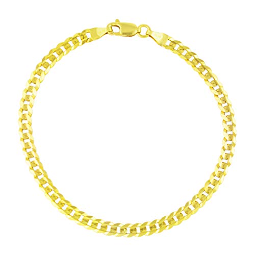 Nuragold 14k Yellow Gold 4mm Solid Chain Bracelet or Anklet