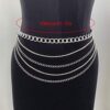 Silver Rhinestones Belly Waist Chain Boho Layered