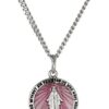 Sterling Silver Miraculous Medal with Pink Epoxy