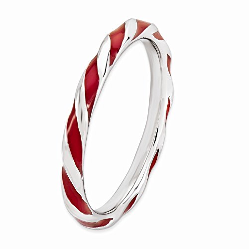 Twisted Red Enameled Band Ring Size 5.00 Gifts For Her