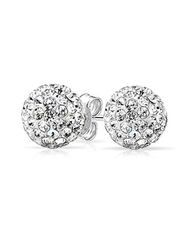 Fashion Round Simple White Pave Crystal Earrings