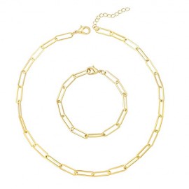 Paperclip Gold Link Chain Necklace Bracelet