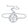 Diamond Created Blue Sapphire Sterling Silver Tree of Life Strand