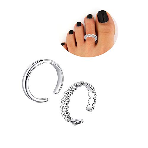 Adjustable Stainless Steel Toe Rings for Women, Open Band Silver Foot