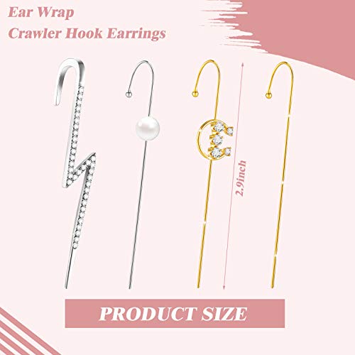 8 Pieces Ear Cuff Wrap Crawler Hook Earrings