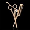 Hairdresser Scissors and Comb Brooch Pin