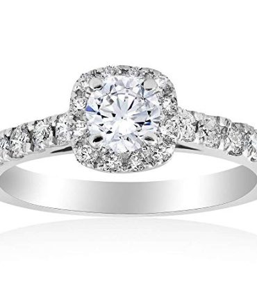 1ct Cushion Halo Diamond Engagement Ring