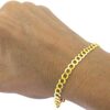 Nuragold 10k Yellow Gold 7mm Cuban Curb Link Chain Bracelet