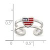 Silver Solid Enameled Flag Love Heart Toe Ring Jewelry Gifts