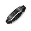 Black Identification Name Plate Cable Link Engravable ID Bangle Bracelet