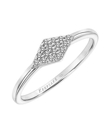 Diamond Stackable Ring with Diamond Shape Band in 925 Sterling Silver