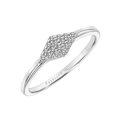 Diamond Stackable Ring with Diamond Shape Band in 925 Sterling Silver