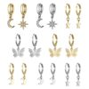 8 Pairs Small Gold Silver Butterfly Hoop Earrings