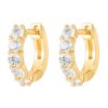 14K Yellow Gold Wide Cubic Zirconia Cuff Earrings