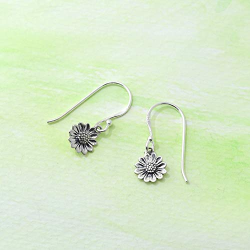 Boma Jewellery's Sterling Silver Sunflower Dangle Earrings – Handcrafted Elegance from Thailand with a Lifetime Guarantee