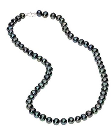 6-7mm Black Pearl Necklace in Sterling Silver