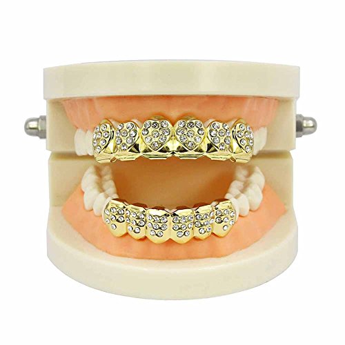 14K Gold Plated Teeth GRILLZ Top Bottom Tooth Caps