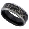 "Stylish Tungsten Carbide Cross Ring with Tribal Pattern for Men - Size 10 ⛪?