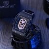 Rectangle Skeleton Diamond Big Face Skull Watches for Men