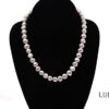 JYX 9x10.5mm Oval Natural White/Pink Freshwater Cultured Pearl Necklace