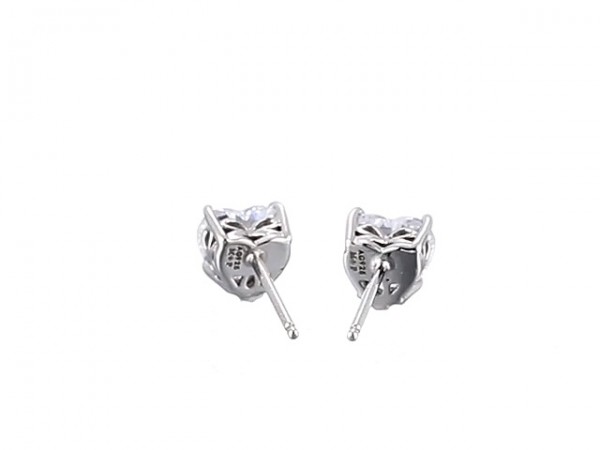 Platinum Plated Sterling Silver Heart-Shape Stud Earrings