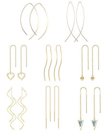 Jstyle 8Pairs Stainless Steel Curved Threader Earrings