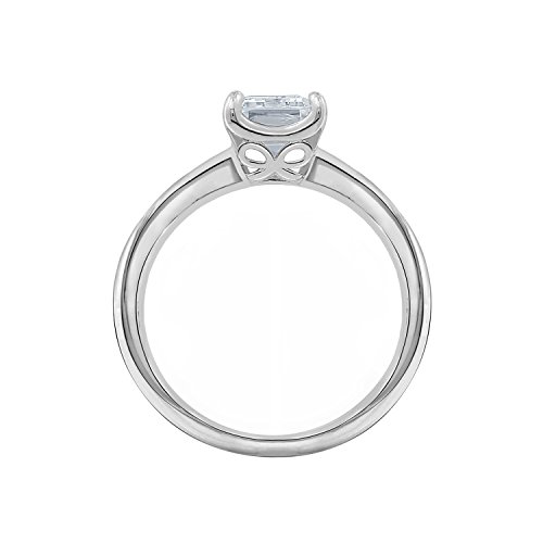 Platinum-Plated Silver Emerald-Cut Solitaire Ring