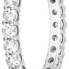 Platinum- Silver Band Ring set with Round Swarovski Zirconi