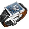 Agelocer Men's Double-Sided Hollow Black Steel Dual Time