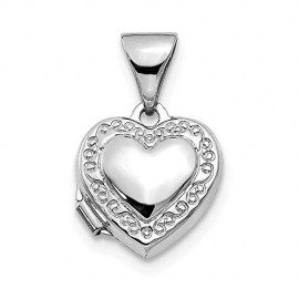 14k White Gold Holds 2 photos Polished Love Heart Shaped